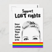 Ondersteuning voor LGBT Rights Woman's Face and Ra Briefkaart (Voorkant / Achterkant)