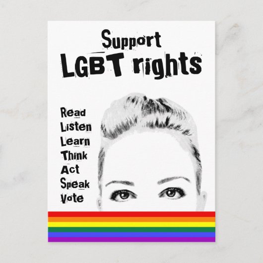 Ondersteuning voor LGBT Rights Woman's Face and Ra Briefkaart (Voorkant)