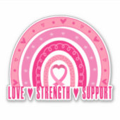 Ondersteuning voor live-kracht Roze regenboogStick Sticker (Voorkant)