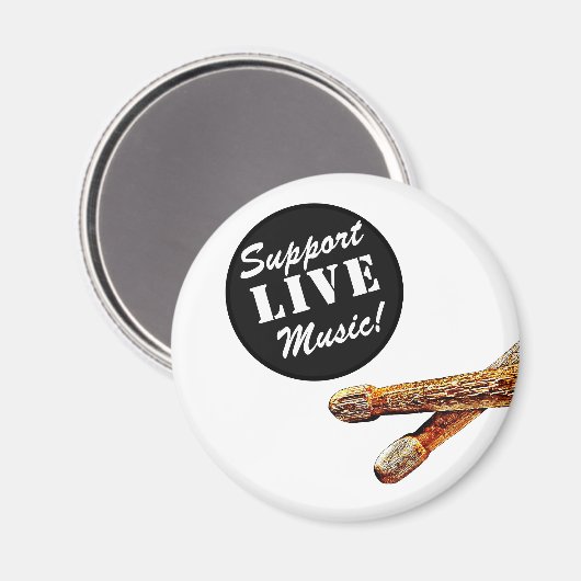 Ondersteuning voor Live Music Drum Stick Musician  Magneet (Voorkant / Achterkant)