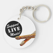 Ondersteuning voor Live Music Drum Sticks Musician Sleutelhanger (Achterkant)