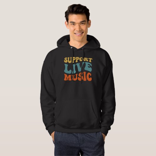 Ondersteuning voor live muziek - Retro Typography  Hoodie (Voorkant volledig)
