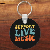 Ondersteuning voor live muziek - Retro Typography  Sleutelhanger (Voorkant)