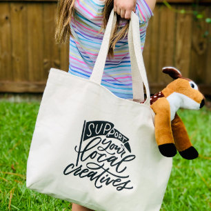 Ondersteuning voor lokale creatieven met handschri grote tote bag