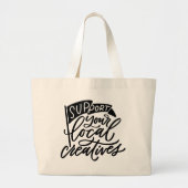 Ondersteuning voor lokale creatieven met handschri grote tote bag (Voorkant)