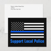 Ondersteuning voor lokale politie Thin Blue Line Briefkaart (Voorkant / Achterkant)