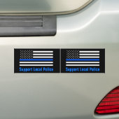 Ondersteuning voor lokale politie Thin Blue Line Bumpersticker (Op auto)