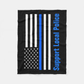 Ondersteuning voor lokale politie Thin Blue Line Fleece Deken (Voorkant)