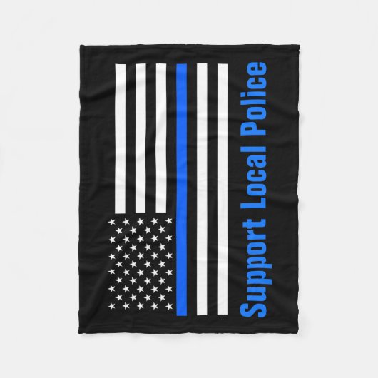 Ondersteuning voor lokale politie Thin Blue Line Fleece Deken (Voorkant)