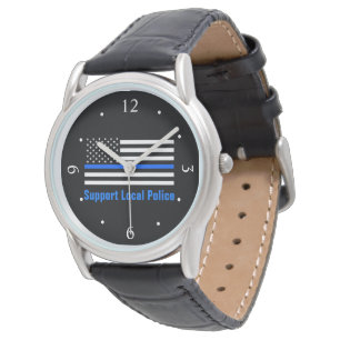 Ondersteuning voor lokale politie Thin Blue Line Horloge