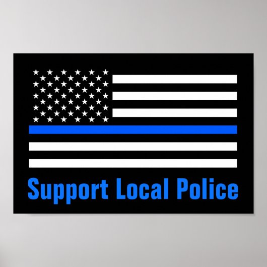 Ondersteuning voor lokale politie Thin Blue Line Poster (Voorkant)
