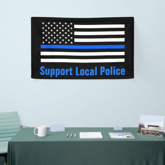 Ondersteuning voor lokale politie Thin Blue Line Spandoek (Beurs)