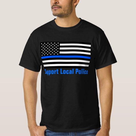 Ondersteuning voor lokale politie Thin Blue Line T-shirt (Voorkant)