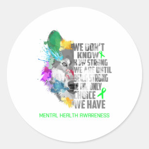 Ondersteuning voor mentale gezondheidsvoorlichting ronde sticker