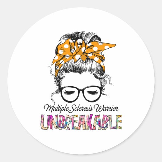 Ondersteuning voor Multiple Sclerose Awareness Rib Ronde Sticker (Voorkant)