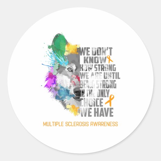 Ondersteuning voor Multiple Sclerose Awareness Rib Ronde Sticker (Voorkant)