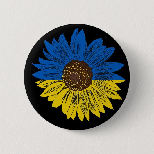 Ondersteuning voor Oekraïne Zonnebloem Blauw & Gel Ronde Button 5,7 Cm (Voorkant)