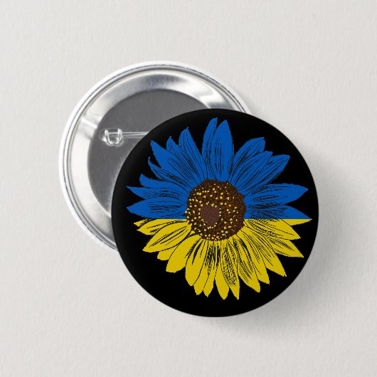 Ondersteuning voor Oekraïne Zonnebloem Blauw & Gel Ronde Button 5,7 Cm (Voorkant /achterkant)