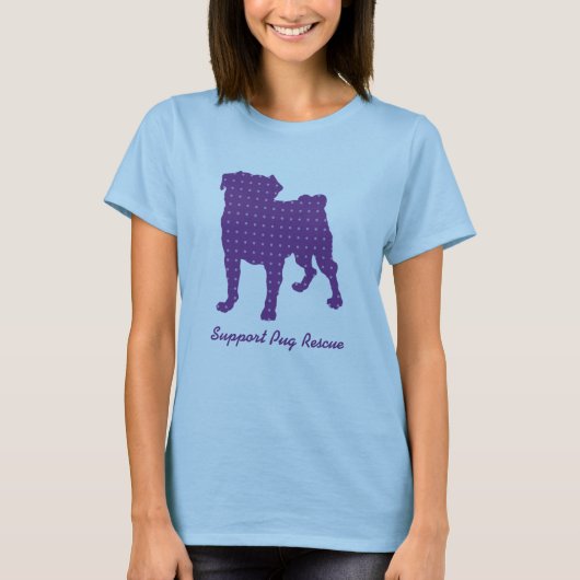 Ondersteuning voor Pug Rescue Paarse Puggy-T - shi T-shirt (Voorkant)