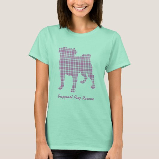 Ondersteuning voor pug Rescue Pugs N Pals roze Pug T-shirt (Voorkant)