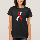 Ondersteuning voor rood en wit lint t-shirt (Voorkant)