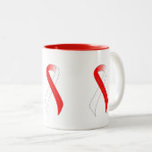 Ondersteuning voor rood en wit lint tweekleurige koffiemok (Voorkant rechts)