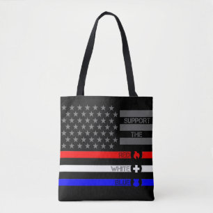 Ondersteuning voor rood wit en blauw - vuur/EMS/po Tote Bag