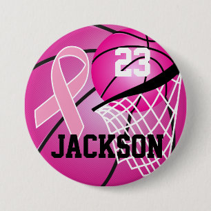 Ondersteuning voor roze Basketball Design Cancer A Ronde Button 7,6 Cm