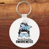 Ondersteuning voor Squad Messy Bun Zelfmoordpreven Sleutelhanger (Voorkant)