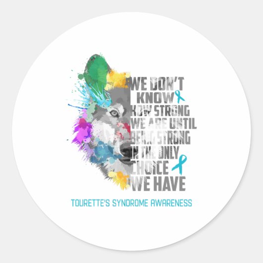 Ondersteuning voor Tourette Syndrome Awareness Rib Ronde Sticker (Voorkant)