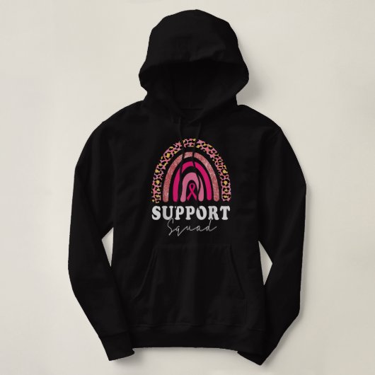 Ondersteuning voor vierkant roze lint borstkankerb hoodie (Design voorkant)