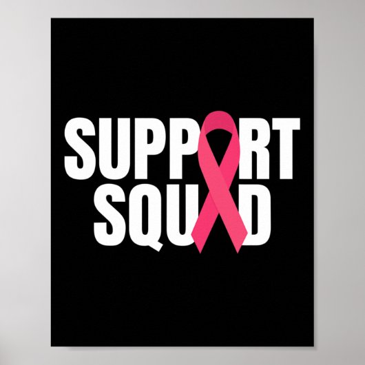 Ondersteuning voor vierkant roze lint borstkankerb poster (Voorkant)