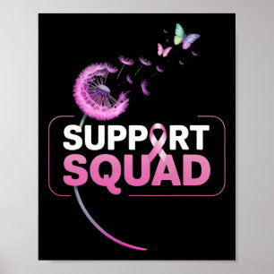 Ondersteuning voor vierkant roze lint borstkankerb poster