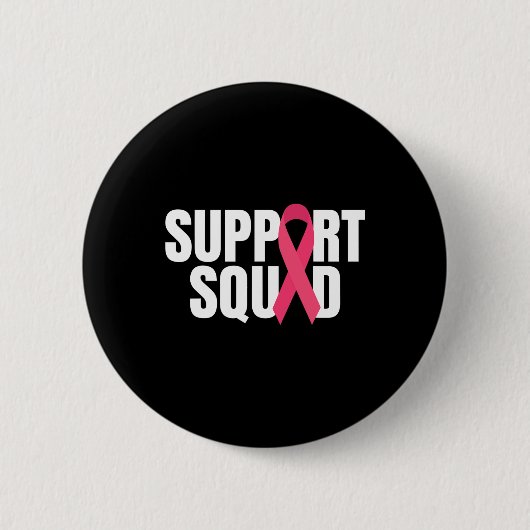 Ondersteuning voor vierkant roze lint borstkankerb ronde button 5,7 cm (Voorkant)