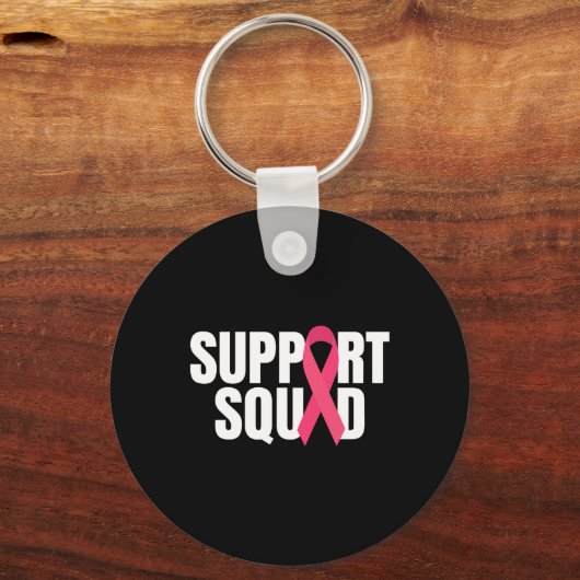 Ondersteuning voor vierkant roze lint borstkankerb sleutelhanger (Voorkant)