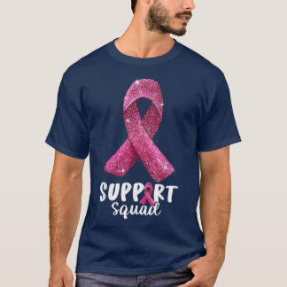 Ondersteuning voor vierkant roze lint borstkankerb t-shirt