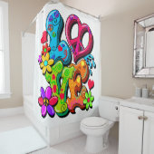 Ondersteuning voor vredesbordantioorlogsHippy Love Douchegordijn (In situ)