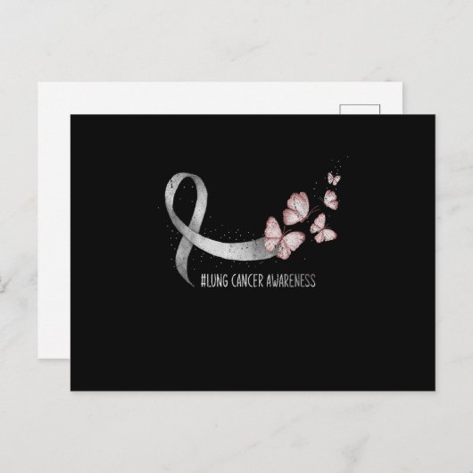  ondersteuning voor White Ribbon Support Lung Canc Uitnodiging Briefkaart (Voorkant / Achterkant)