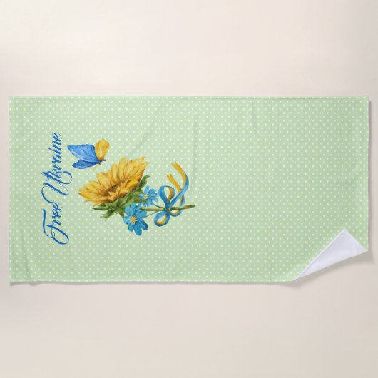 Ondersteuning voor  zonnebloem en vlinder Oekraïne Strandlaken (Voorkant)