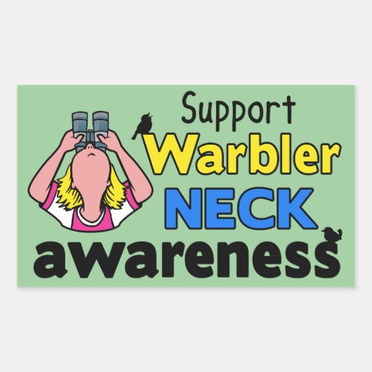 Ondersteuning Warbler Neck Awareness Rechthoekige Sticker (Voorkant)
