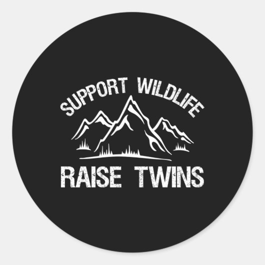 Ondersteuning Wildlife Raise Twins Twin Mam Papa Ronde Sticker (Voorkant)