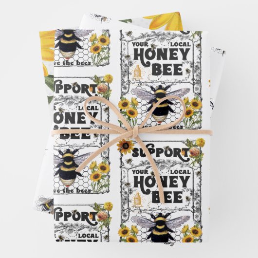 Ondersteuning Your Local HoneyBee - Wrapping Paper (In situ)