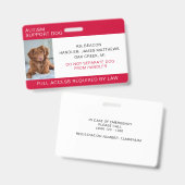 Ondersteuningshond voor Rode Autisme Foto Badge (Voor- en achterkant)