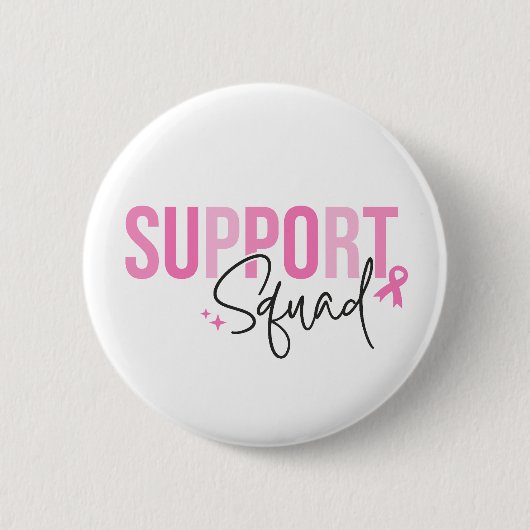 Ondersteuningsteam Borstkanker Roze Lint Actie Ronde Button 5,7 Cm (Voorkant)