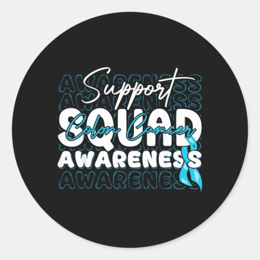 Ondersteuningsteam Colon Kanker Bewustzijn Lichtbl Ronde Sticker (Voorkant)