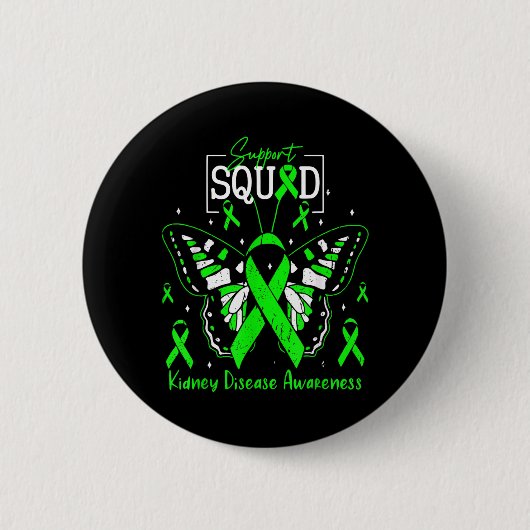 Ondersteuningsteam Groene Lint Vlinder PKD Nier Ronde Button 5,7 Cm (Voorkant)
