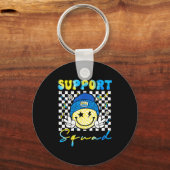 Ondersteuningsteam Groovy Down Syndroom Bewustzijn Sleutelhanger (Voorkant)