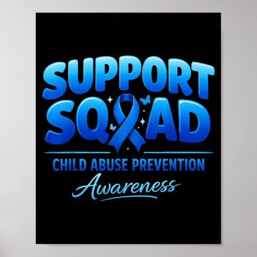 Ondersteuningsteam Kind Preventie Bewustzijn Blauw Poster (Voorkant)