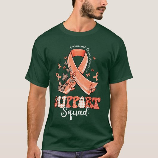 Ondersteuningsteam Perzik Lint Vlinder Endometrium T-shirt (Voorkant)