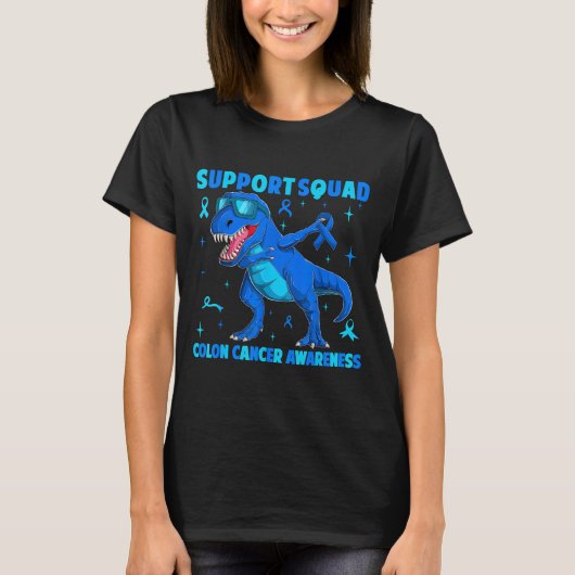 Ondersteuningsteam t-rex dinosaurus darmkanker t-shirt (Voorkant)